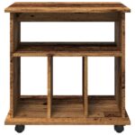 Armoire à roulettes vieux bois 60x45x60 cm bois d'ingénierie – Image 3