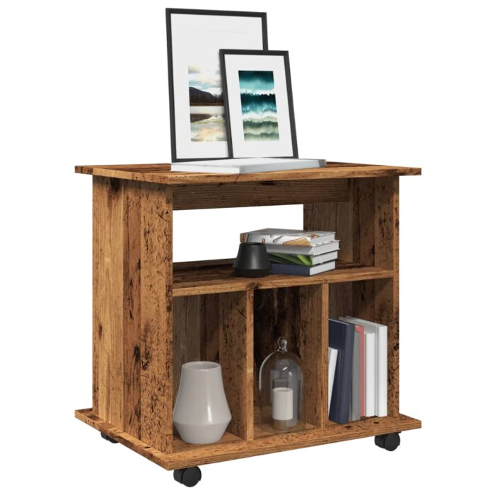 Armoire à roulettes vieux bois 60x45x60 cm bois d'ingénierie – Image 1