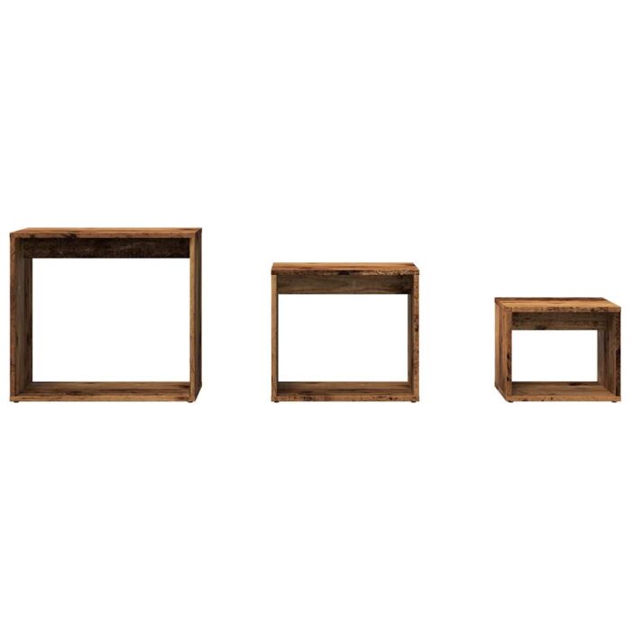 Tables gigognes 3 pcs vieux bois bois d'ingénierie – Image 2