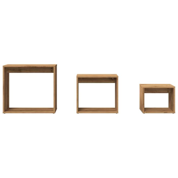Tables gigognes 3 pcs chêne artisanal bois d'ingénierie – Image 2
