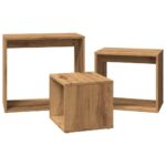 Tables gigognes 3 pcs chêne artisanal bois d'ingénierie – Image 3