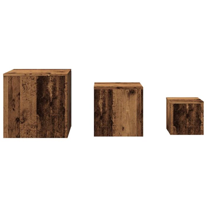 Tables d'appoint 3 pcs vieux bois bois d'ingénierie – Image 2