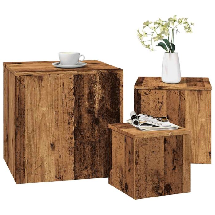 VXL8721158440297_m_en_hd_1.jpg Tables d'appoint 3 pcs vieux bois bois d'ingénierie – Image 1