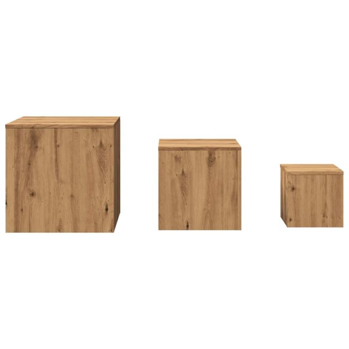 Tables d'appoint 3 pcs chêne artisanal bois d'ingénierie – Image 2