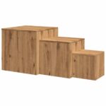 Tables d'appoint 3 pcs chêne artisanal bois d'ingénierie – Image 5