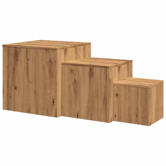 Tables d'appoint 3 pcs chêne artisanal bois d'ingénierie – Image 5