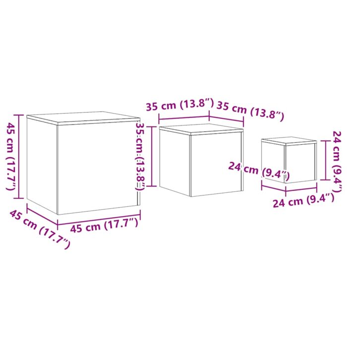 Tables d'appoint 3 pcs chêne artisanal bois d'ingénierie – Image 8