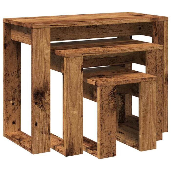 Tables gigognes 3 pcs vieux bois bois d'ingénierie – Image 5