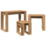 Tables gigognes 3 pcs chêne artisanal bois d'ingénierie – Image 3
