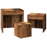 Tables gigognes 3 pcs vieux bois bois d'ingénierie – Image 3