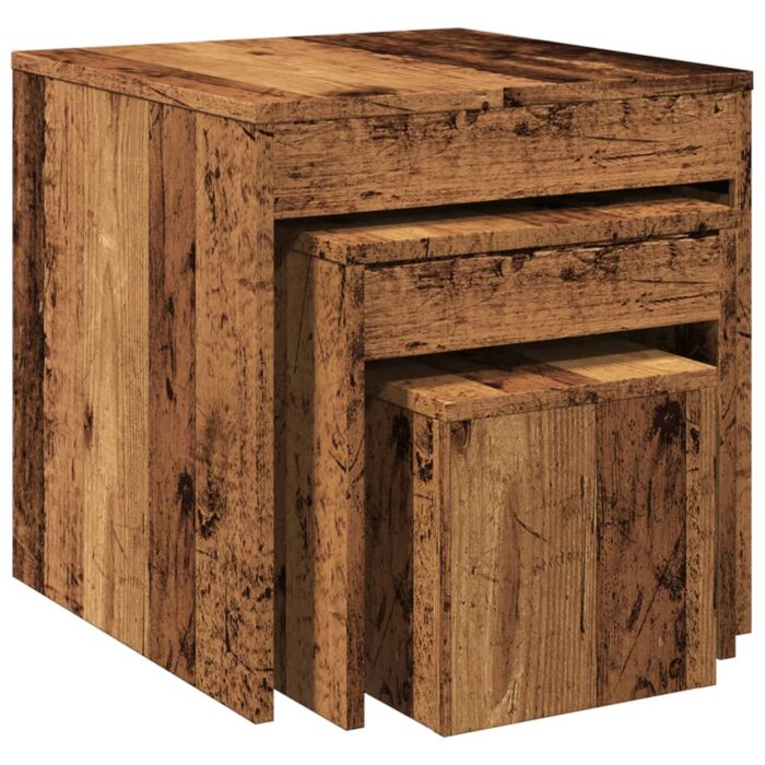 Tables gigognes 3 pcs vieux bois bois d'ingénierie – Image 5