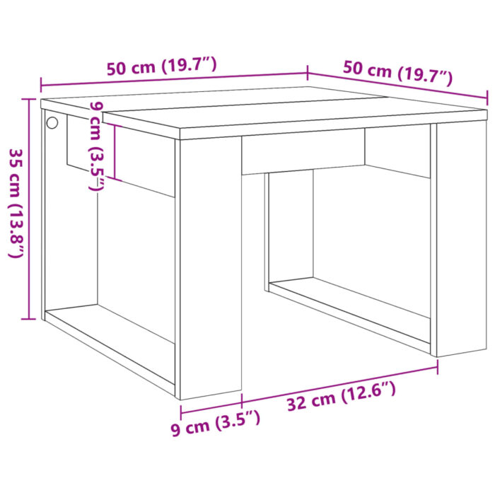Table d'appoint vieux bois 50x50x35 cm bois d'ingénierie – Image 7
