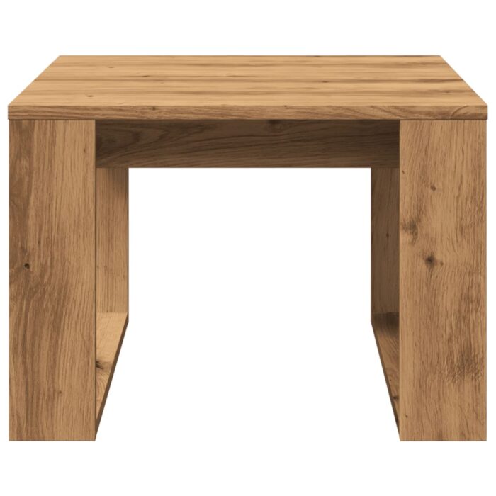 Table d'appoint chêne artisanal 50x50x35 cm bois d'ingénierie – Image 2
