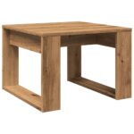 Table d'appoint chêne artisanal 50x50x35 cm bois d'ingénierie – Image 4
