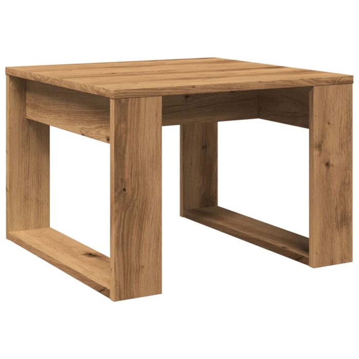 Table d'appoint chêne artisanal 50x50x35 cm bois d'ingénierie – Image 4