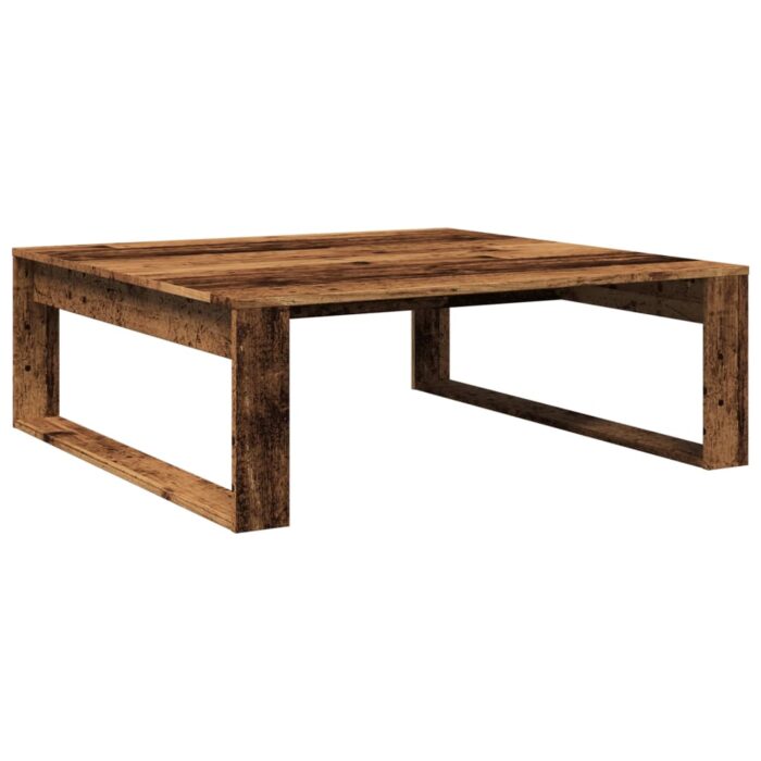 Table basse vieux bois 100x100x35 cm bois d'ingénierie – Image 4