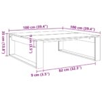 Table basse vieux bois 100x100x35 cm bois d'ingénierie – Image 7
