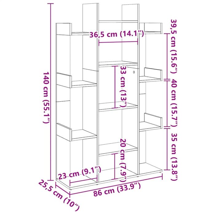 Bibliothèque vieux bois 86x25,5x140 cm bois d'ingénierie – Image 7