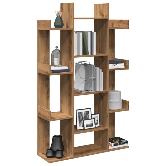 Bibliothèque chêne artisanal 86x25,5x140 cm bois d'ingénierie – Image 1