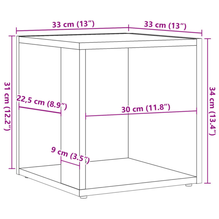 Table d'appoint vieux bois 33x33x34 cm bois d'ingénierie – Image 7