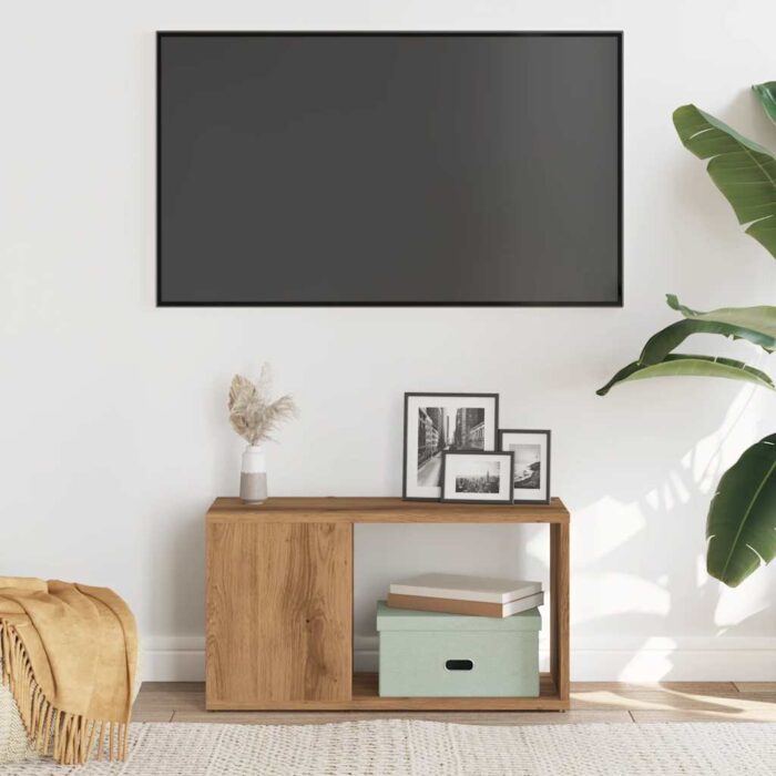 Meuble TV chêne artisanal 60x24x32 cm bois d'ingénierie – Image 2