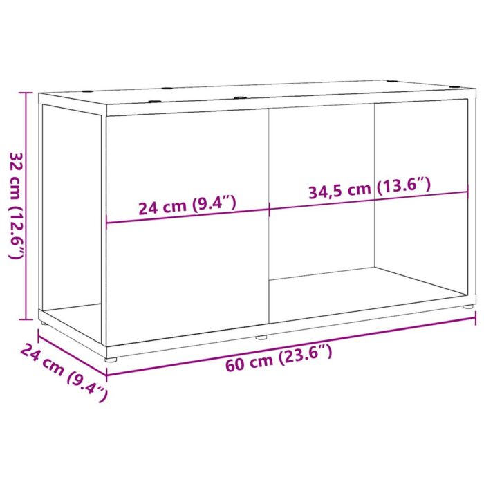 Meuble TV chêne artisanal 60x24x32 cm bois d'ingénierie – Image 8