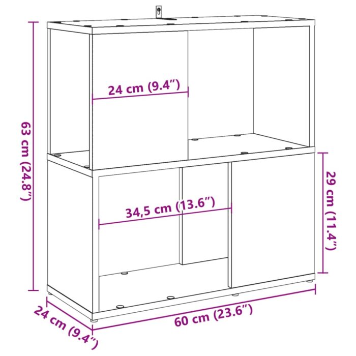 Bibliothèque vieux bois 60x24x63 cm bois d'ingénierie – Image 7