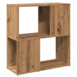 Bibliothèque chêne artisanal 60x24x63 cm bois d'ingénierie – Image 4