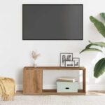 Meuble TV chêne artisanal 80x24x32 cm bois d'ingénierie – Image 2