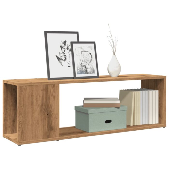 Meuble TV chêne artisanal 100x24x32 cm bois d'ingénierie – Image 1