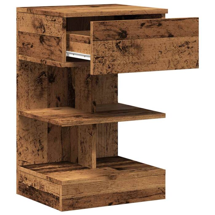 Tables de chevet 2 pcs vieux bois 40x35x65 cm bois d’ingénierie – Image 5