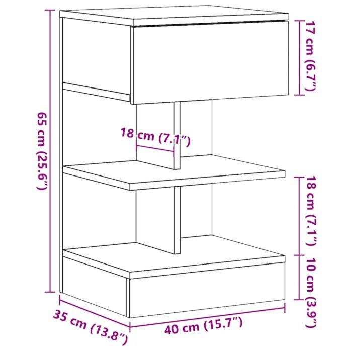 Tables de chevet 2 pcs vieux bois 40x35x65 cm bois d’ingénierie – Image 8