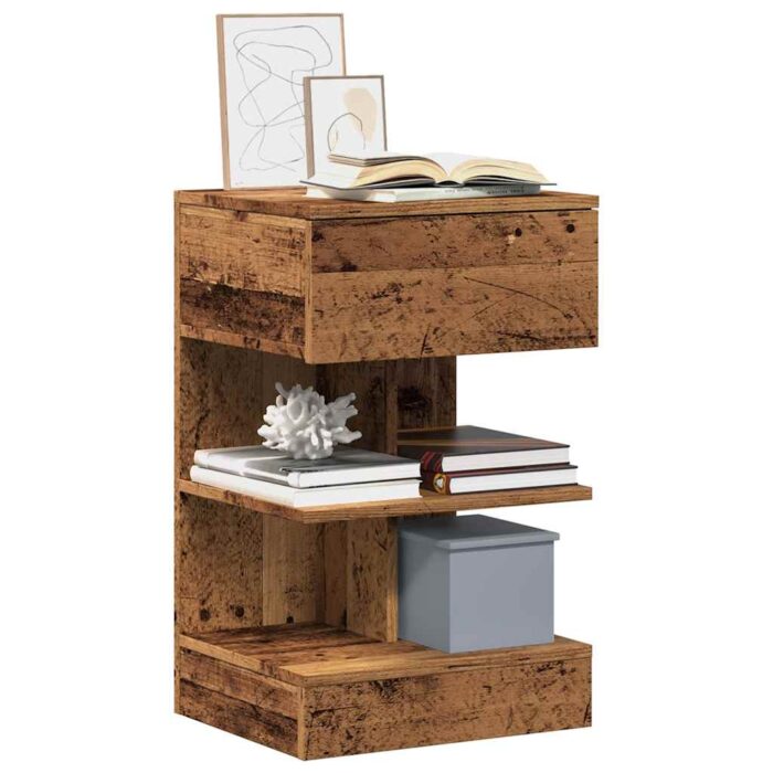 Tables de chevet 2 pcs vieux bois 40x35x65 cm bois d’ingénierie – Image 1