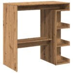 Table de bar avec étagère de rangement chêne artisanal – Image 4