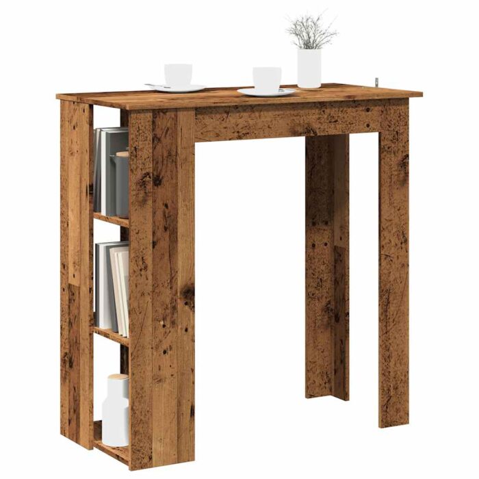 Table de bar avec étagère vieux bois bois d'ingénierie – Image 1