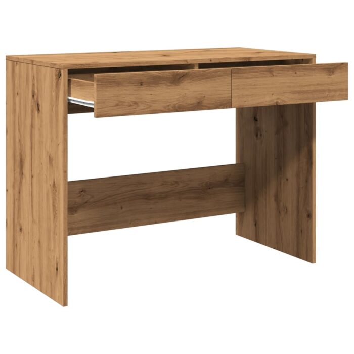 Bureau chêne artisanal 101x50x76,5 cm bois d'ingénierie – Image 6