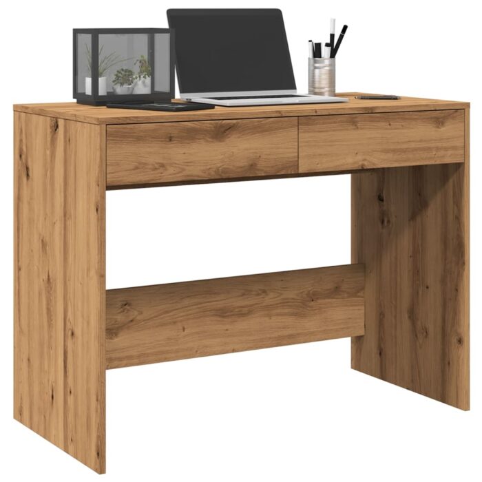 Bureau chêne artisanal 101x50x76,5 cm bois d'ingénierie – Image 1