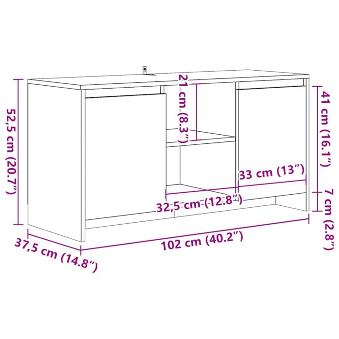 Meuble TV vieux bois 102x37,5x52,5 cm bois d'ingénierie – Image 8