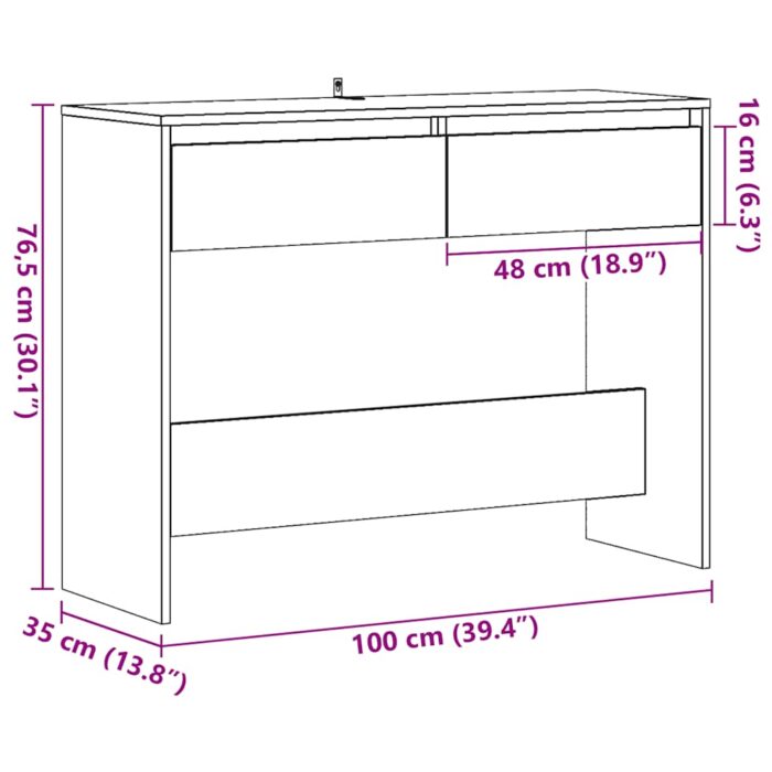 Table console vieux bois 100x35x76,5 cm bois d'ingénierie – Image 8