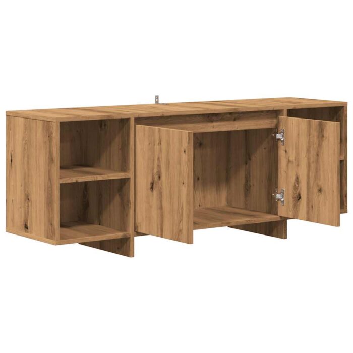 Meuble TV chêne artisanal 130x35x50 cm bois d'ingénierie – Image 3