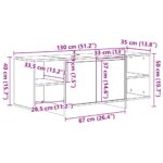 Meuble TV chêne artisanal 130x35x50 cm bois d'ingénierie – Image 8