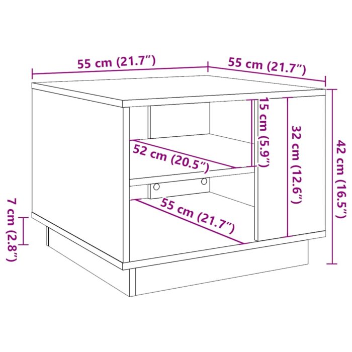 Table basse vieux bois 55x55x42 cm bois d'ingénierie – Image 7