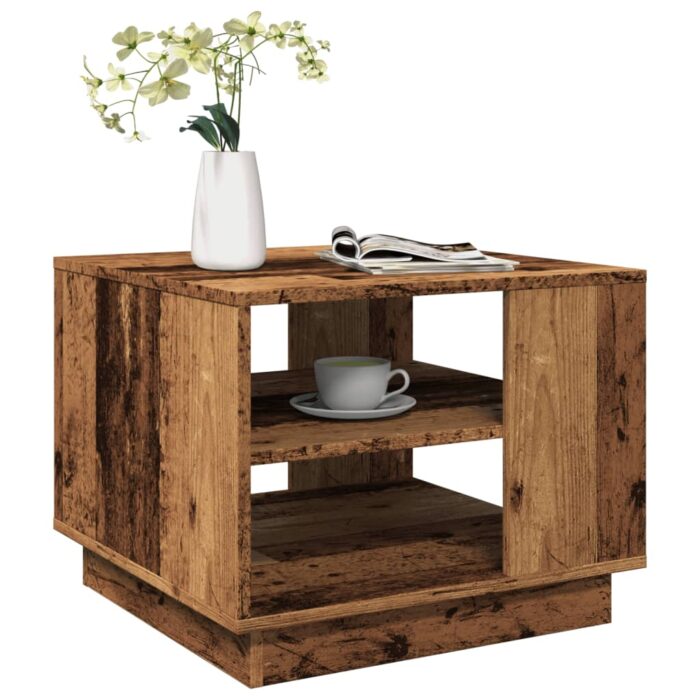 Table basse vieux bois 55x55x42 cm bois d'ingénierie – Image 1