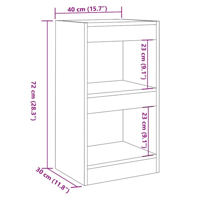 Bibliothèque/Cloison de séparation vieux bois 40x30x72 cm – Image 7