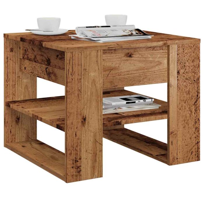 Table basse vieux bois 55,5x55x45 cm bois d'ingénierie – Image 1