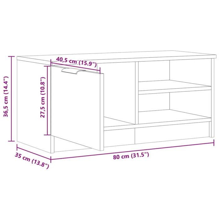 Meuble TV vieux bois 80x35x36,5 cm bois d'ingénierie – Image 9