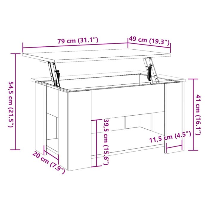 Table basse vieux bois 79x49x41 cm bois d'ingénierie – Image 10