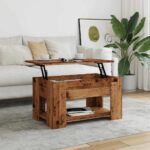Table basse vieux bois 79x49x41 cm bois d'ingénierie – Image 2