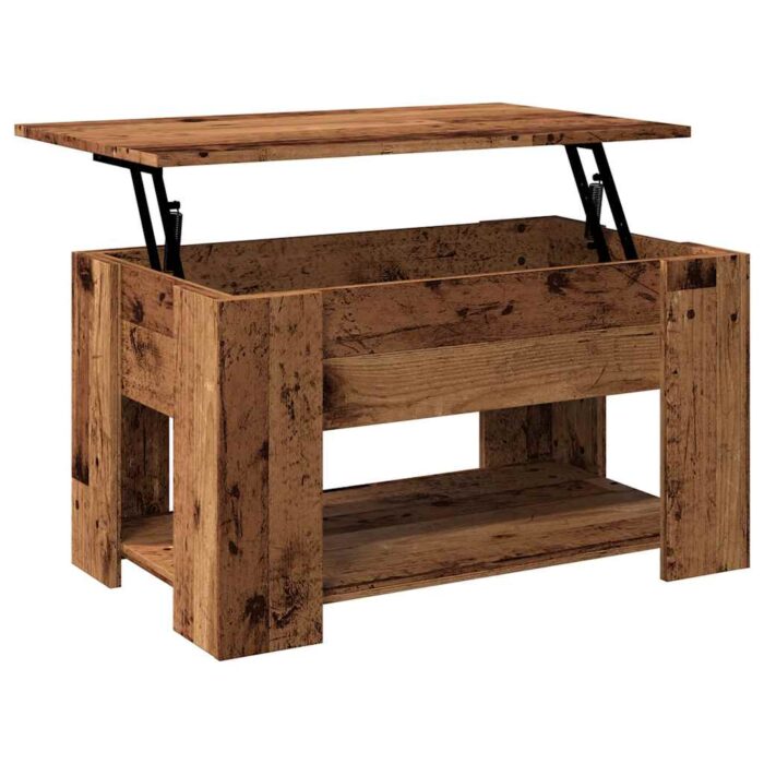 Table basse vieux bois 79x49x41 cm bois d'ingénierie – Image 6