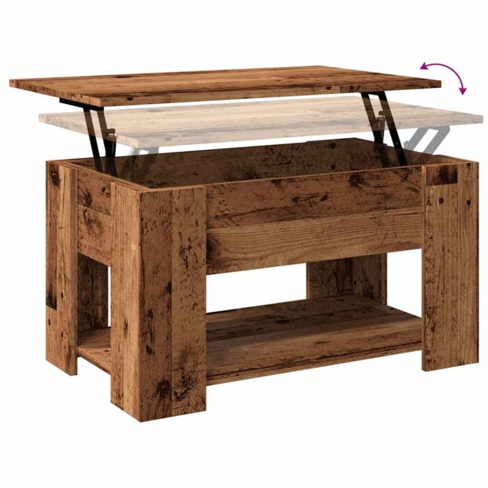 Table basse vieux bois 79x49x41 cm bois d'ingénierie – Image 7